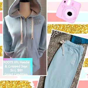 Roots 2pc Baby Blue Hoodie & Crops Sz L